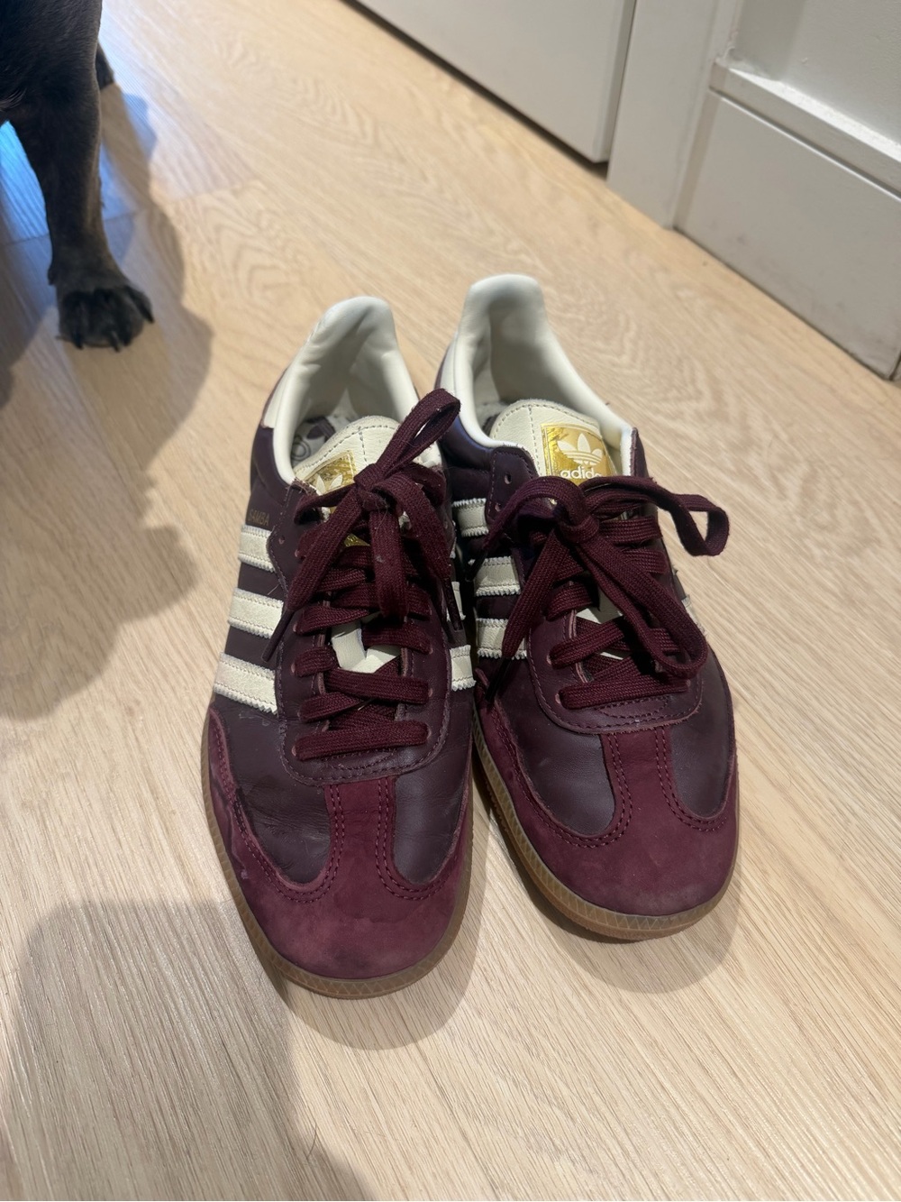 adidas sambas Women’s Burgundy and White Retro Athletic Sneakers